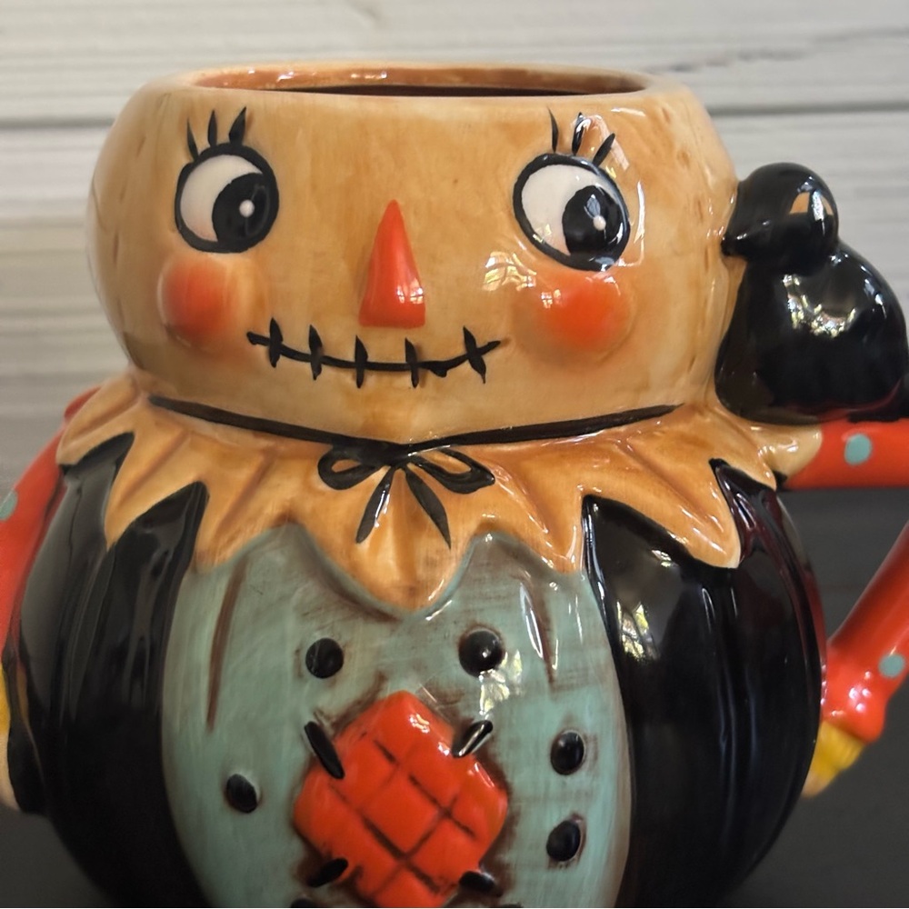 JOHANNA PARKER Halloween Scarecrow Pumpkin Mug NEW Fall Collectible - Picture 5 of 7